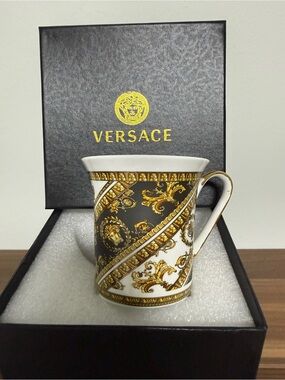 Luxury Black, White & Gold Baroque Porcelain Mug